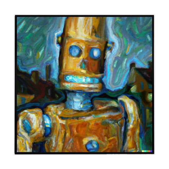 a van gogh painting of a cyberpunk robot Mahjong Mats