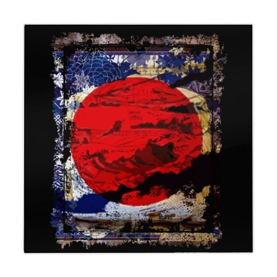 Japan Flag Red Circle Blue Mountain Collage Art 74 Mahjong Mats