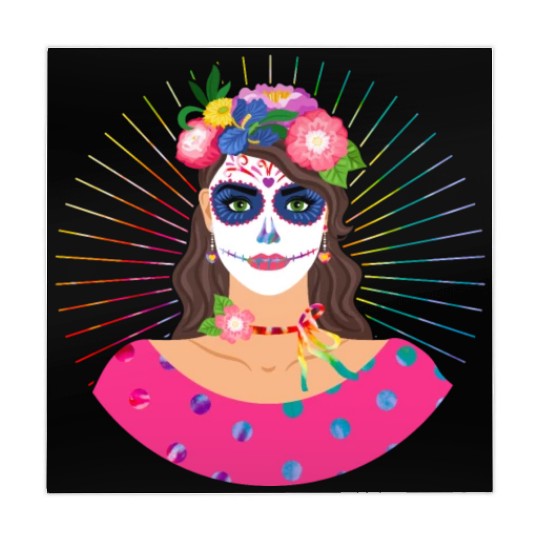 Dia De Los Muertos Mahjong Mats, Little Girl Sugar Skull