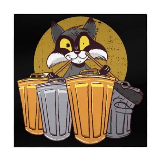 Raccoon Playing Drums Using Trash Cans - Funny Mahjong Mats
