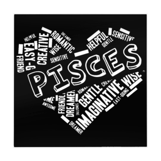 Pisces Heart Word Cloud Doodle Astrology Zodiac St Mahjong Mats