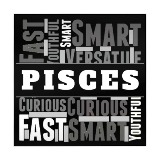 Pisces Zodiac Star Sign Word Cloud Square Monochro Mahjong Mats