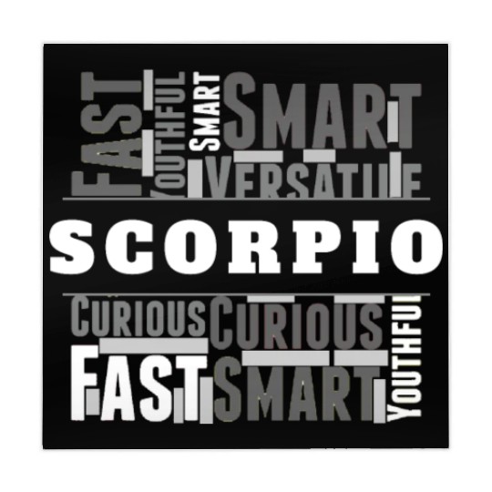 Scorpio Zodiac Star Sign Word Cloud Square Monochr Mahjong Mats