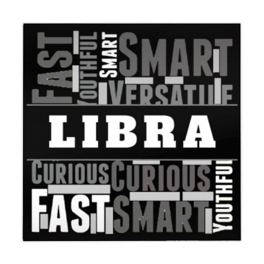 Libra Zodiac Star Sign Word Cloud Square Monochrom Mahjong Mats