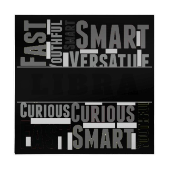 Libra Zodiac Star Sign Word Cloud Square Monochrom Mahjong Mats