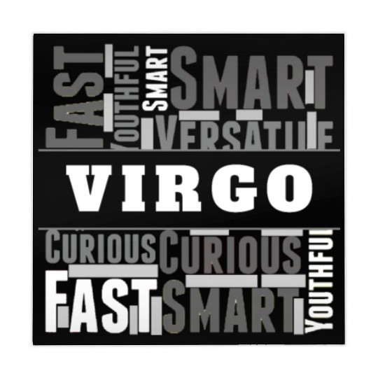 Virgo Zodiac Star Sign Word Cloud Square Monochrom Mahjong Mats