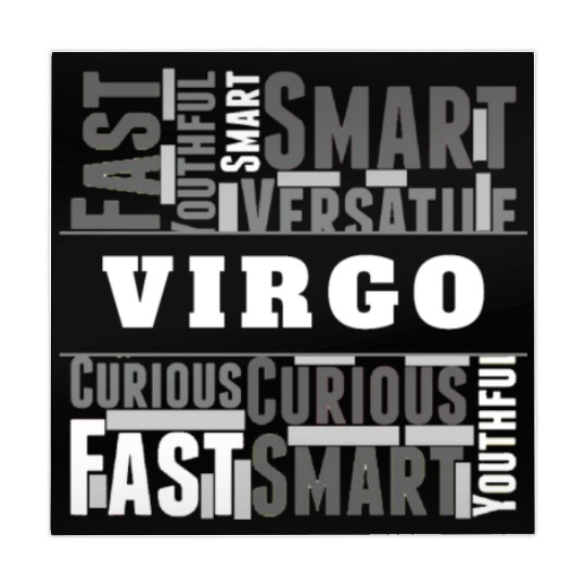 Virgo Zodiac Star Sign Word Cloud Square Monochrom Mahjong Mats