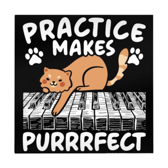 Practice Makes Purrrfect Piano Cat Pianist Music Mahjong Mats
