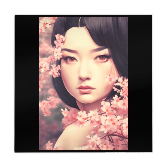 japan girl portrait sakura blossom Japan wall art Mahjong Mats