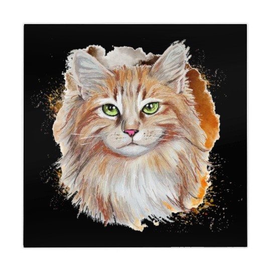 Watercolor Splash Beautiful Brown Cat Mahjong Mats