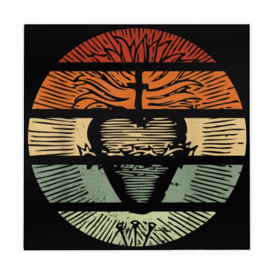 Sacred Heart of Jesus Christ Retro Sunset Art Cath Mahjong Mats