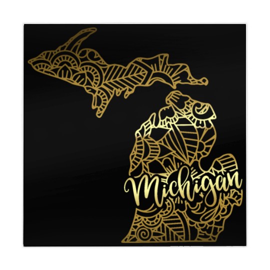 Michigan State Mandala USA America Pretty Gold Mahjong Mats