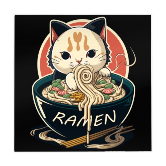 Cute Cat Eating Ramen Mahjong Mats