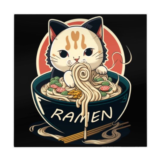 Cute Cat Eating Ramen Mahjong Mats