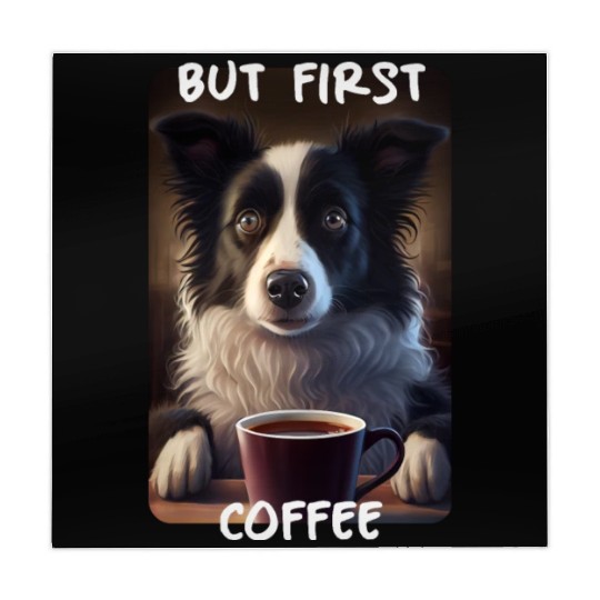Border Collie - But First Coffee (en) 2 Mahjong Mats