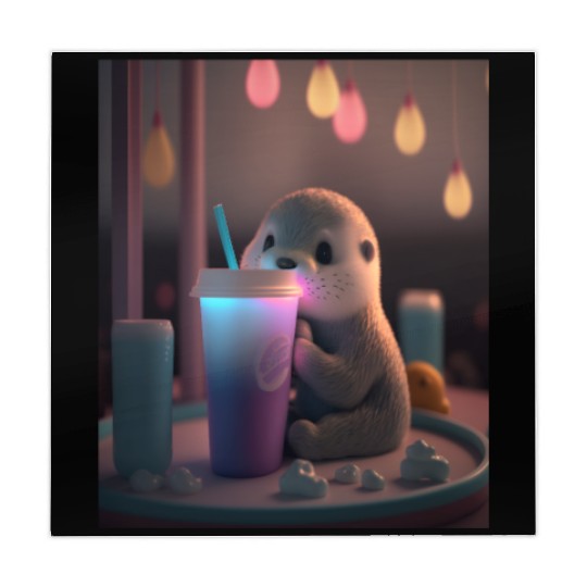 Kawaii Otter Pet Otter Drinking Boba Tea Mahjong Mats