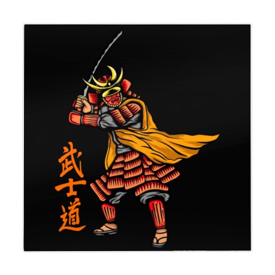Japanese samurai warrior orange and yellow mask Mahjong Mats