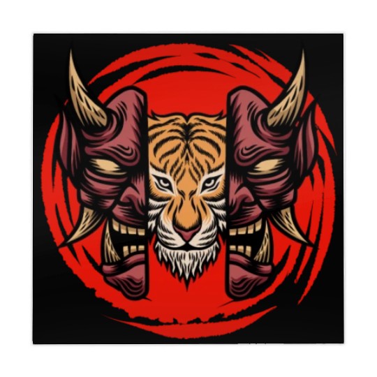 Bushido kabuki samurai japan graphic devil tiger m Mahjong Mats