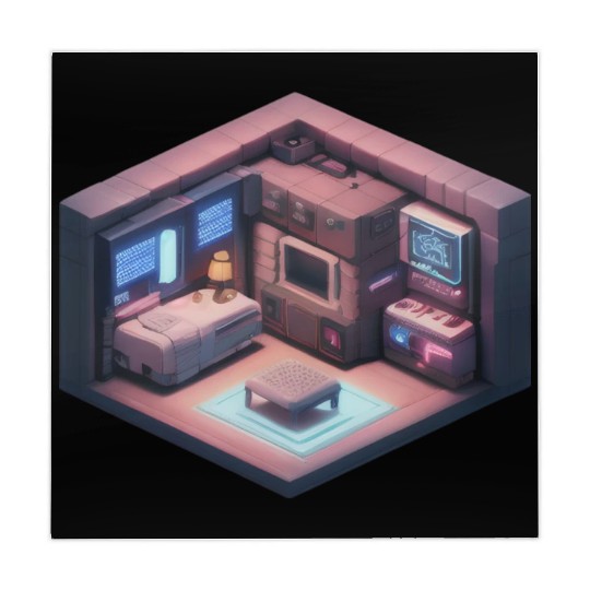Voxel Room - Synthwave Retro Futuristic Room Mahjong Mats