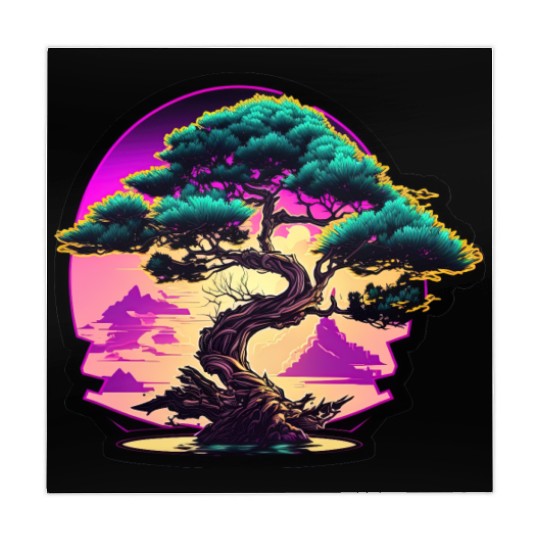 Synthwave Bonsai Tree Mahjong Mats