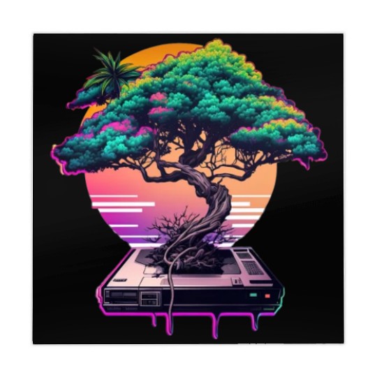 Synthwave Bonsai Tree Mahjong Mats