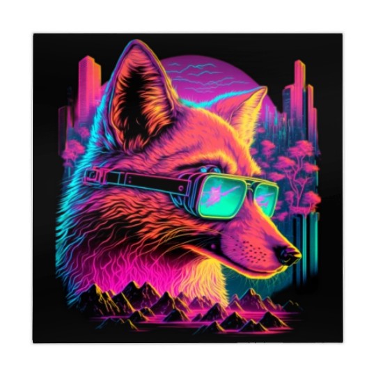 Retro Futuristic Synthwave Fox Mahjong Mats