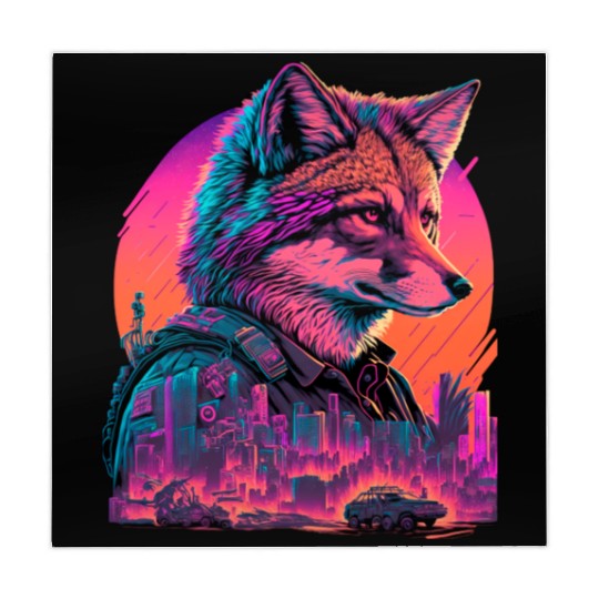 Retro Futuristic Synthwave Fox Mahjong Mats