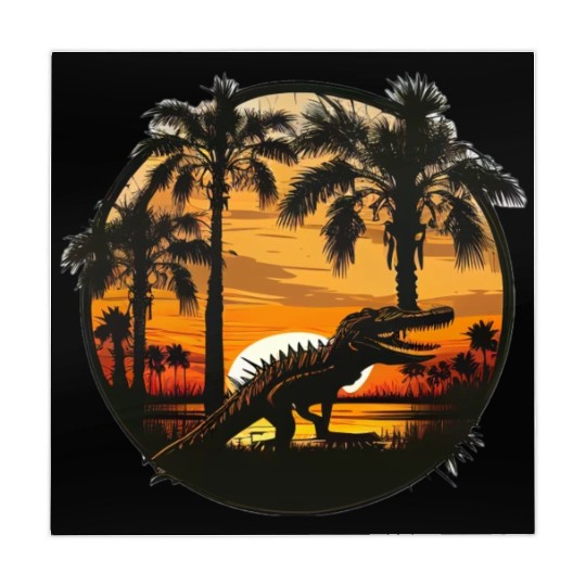 Florida Everglades Sunset Alligator and Palm Tree Mahjong Mats