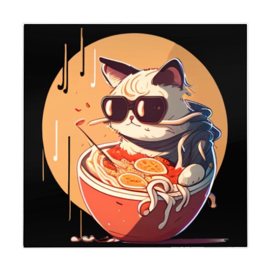 cat eating Chinese food,cute design for Meow lover Mahjong Mats