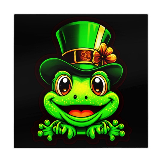 Grinning Frog Wears St. Patrick Day Top Hat Mahjong Mats