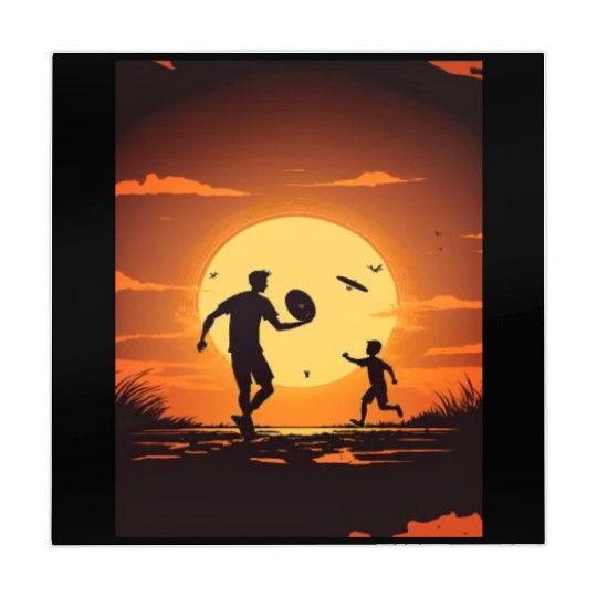 Ultimate Frisbee Fans Father and Son Playing Mahjong Mats