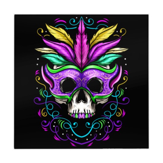 Rocking Skull Death Mask With Ornaments For Mardi Mahjong Mats