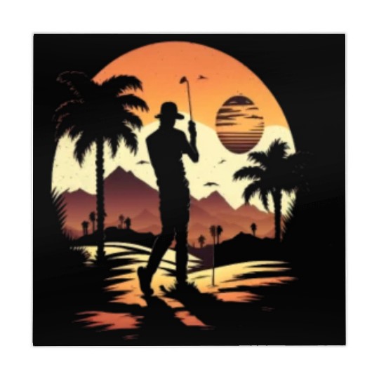 Golf Course Family Trip Cool Golfer In Sunset Mahjong Mats