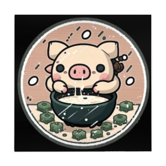 Cute Pig Devours Ramen Mahjong Mats