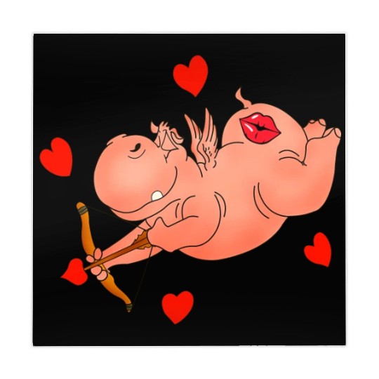Hippo Cupid. Happy Valentine's Day Mahjong Mats