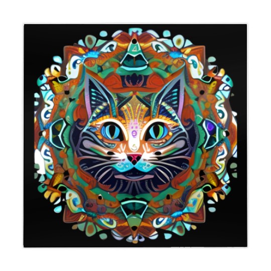Cat Mandala. Cute Namaste Mindfulness Design Mahjong Mats