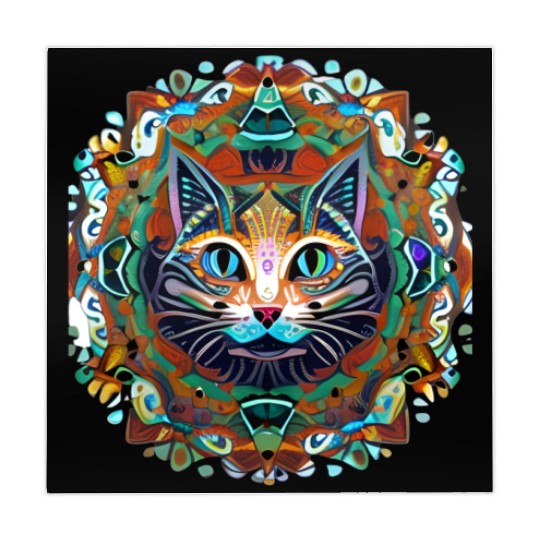 Cat Mandala. Cute Namaste Mindfulness Design Mahjong Mats