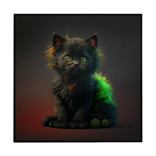 Cute black kitten blended with a wicked spider Mahjong Mats