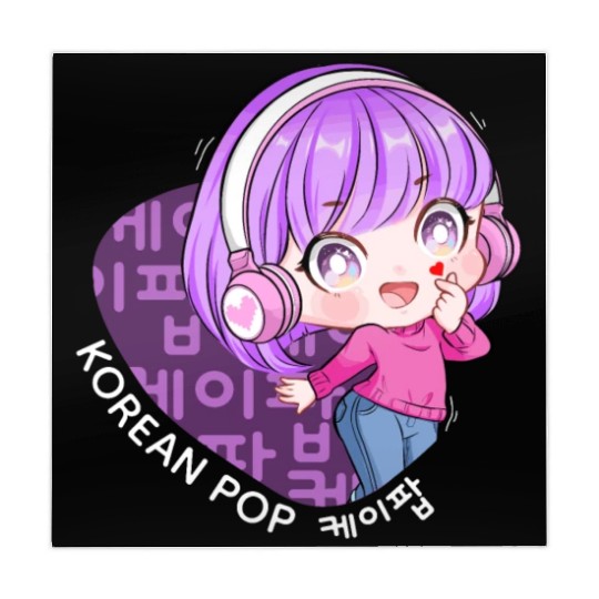 Korean Pop Chibi Finger Heart Anime Girl Kpop Kdra Mahjong Mats
