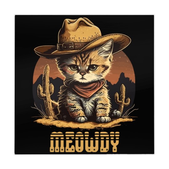 Meowdy - Funny Mashup Between Meow and Howdy - Cat Mahjong Mats