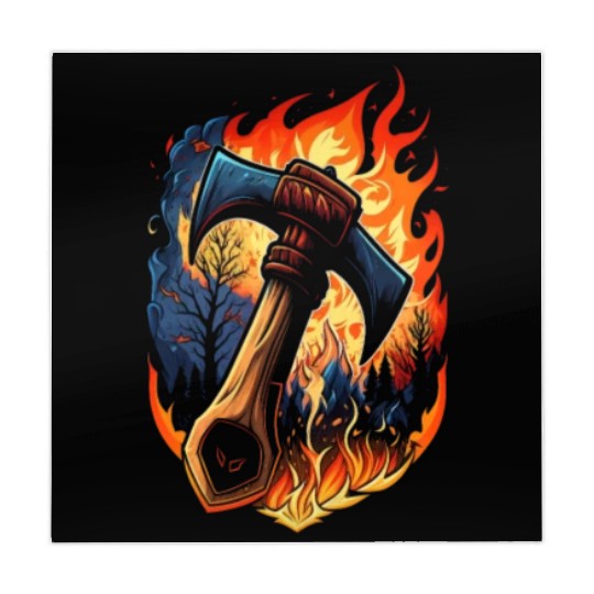 Firefighter Fire Rescue Axes in Flame Fire Mahjong Mats