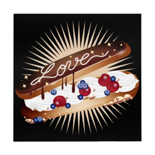Illustration of an eclair with cream and love Mahjong Mats