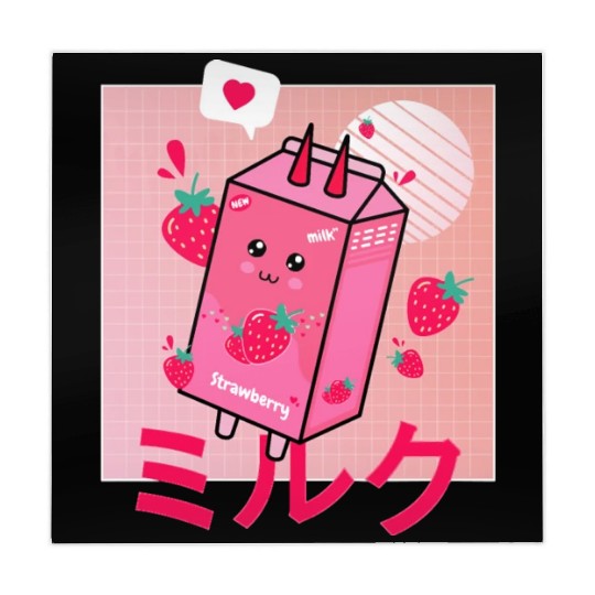 Strawberry Milk Shake Funny Retro 90s Japanese Mahjong Mats