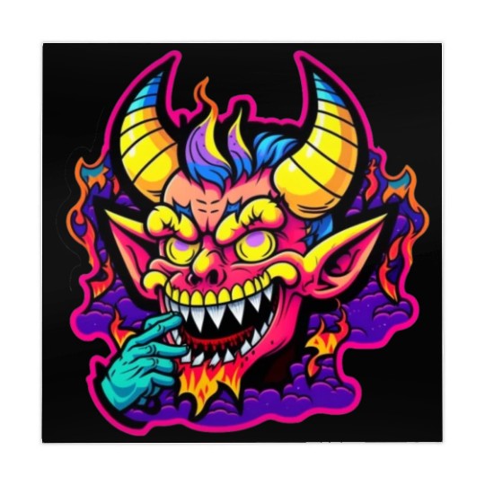 90's Style Neon Cartoon Crazy Devil Mahjong Mats