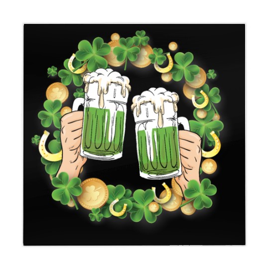St. Patrick's Day Irish Green Beer, Wine Cups Mahjong Mats