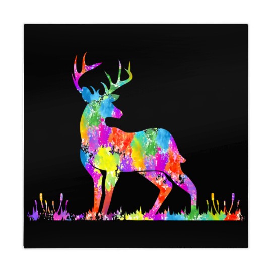 Watercolor Deer Silhouette Colorful Deer Mahjong Mats