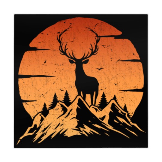 Deer Sunset Silhouette Deer Hunting Mahjong Mats
