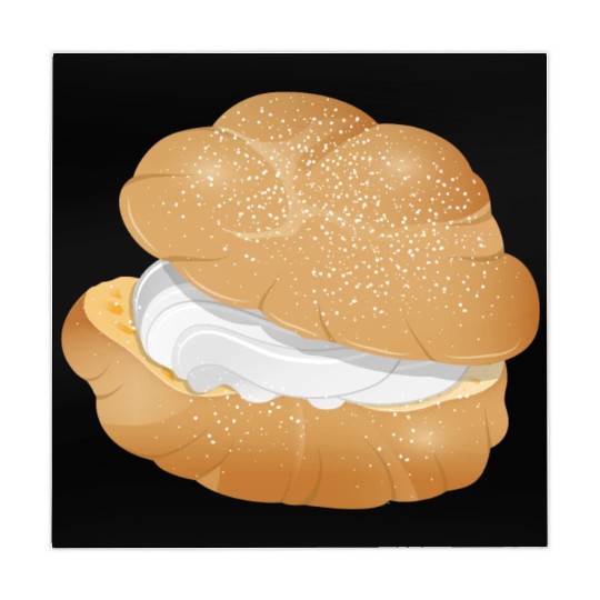 Illustration of a cream puff filled with cream Mahjong Mats