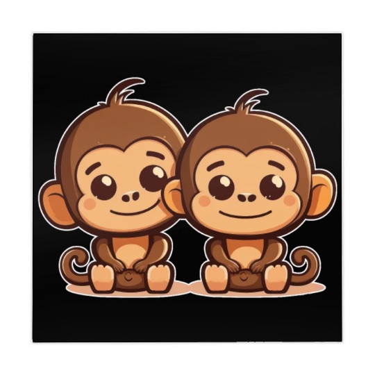 Monkeys siblings brother sister family love ape Mahjong Mats