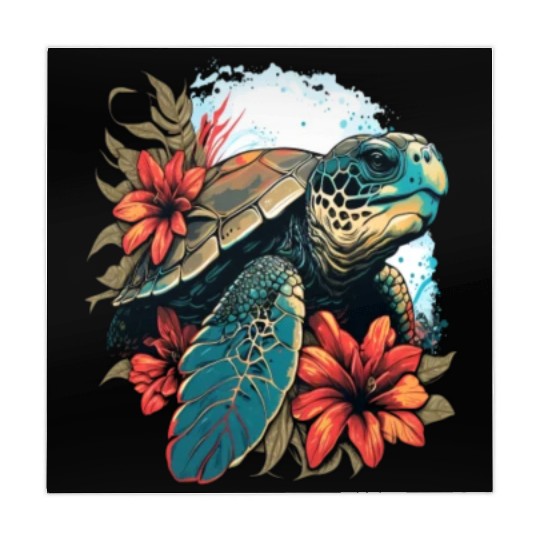 Turtle Hawaiian Sea Turtles Hibiscus Flower Mahjong Mats